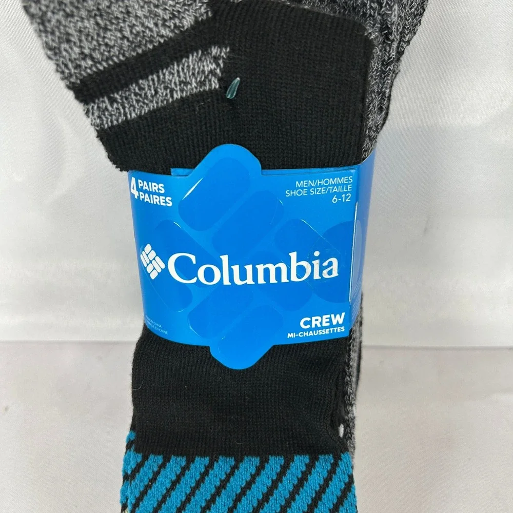 Columbia Mens 8 Pairs Crew Socks Black Gray Blue Size 6-12 RL8021MMEBK14PR